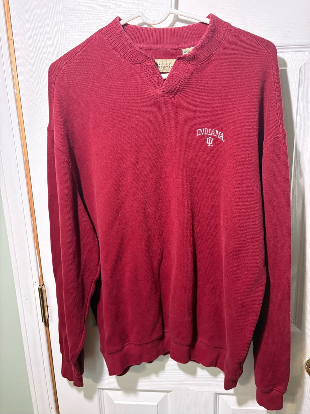 Indiana University Men's V-Neck Pullover Sweater in Crimson